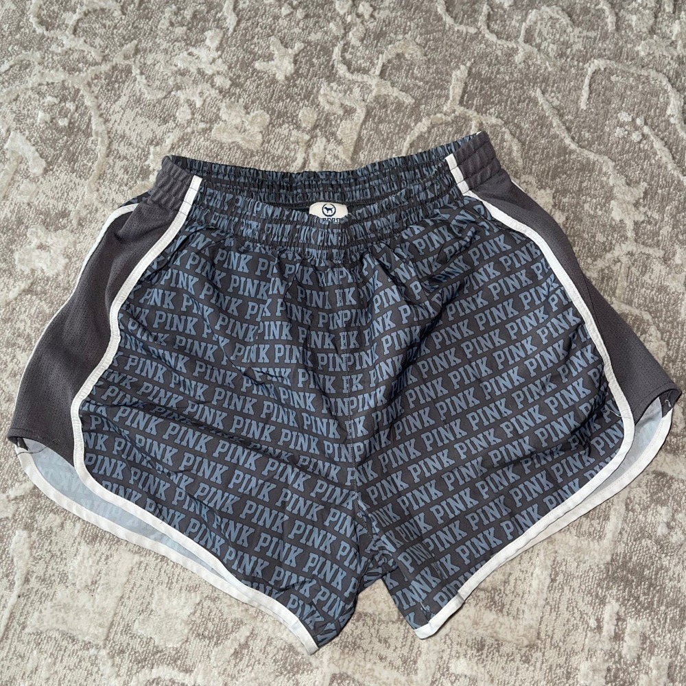 Victoria's Secret PINK Shorts Gray All Over Print Athletic Running